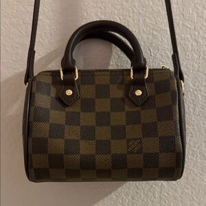 Checkered Brown and Black Handbag Nano size